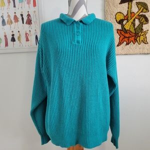 Collections | 90s Vintage Teal Collared Sweater